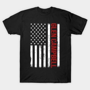 Graphic Glen Campbell Proud Name US American Flag Birthday Gift T-Shirt